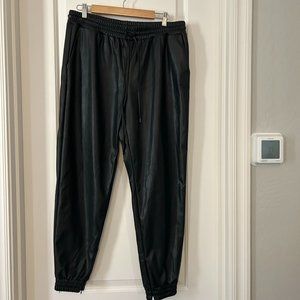 Michael Kors MICHAEL Black Faux Leather Joggers Size Large